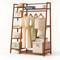 Penderie ouverte en bambou brun simple 110 cm : vue principale du meuble