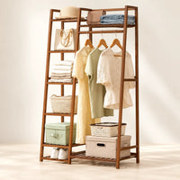 Penderie ouverte en bambou brun simple 80 cm : vue principale du meuble
