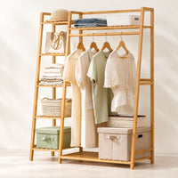 Penderie ouverte en bambou naturel simple 110 cm : vue principale du meuble