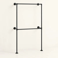 Penderie murale noire 102,5 cm à 2 barres : vue complète sur fond ivoire