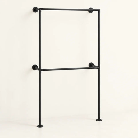 Penderie murale noire 102,5 cm à 2 barres