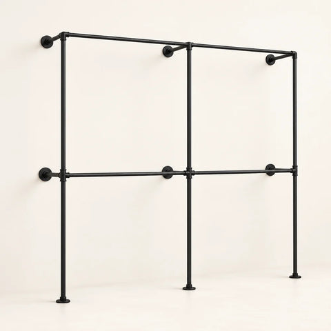 Penderie murale noire 193 cm à 4 barres