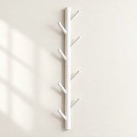 Porte-manteau mural arbre blanc 80 cm, 8 crochets, vue de face