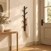 Porte-manteau mural arbre café 80 cm, 8 crochets, dans une entrée