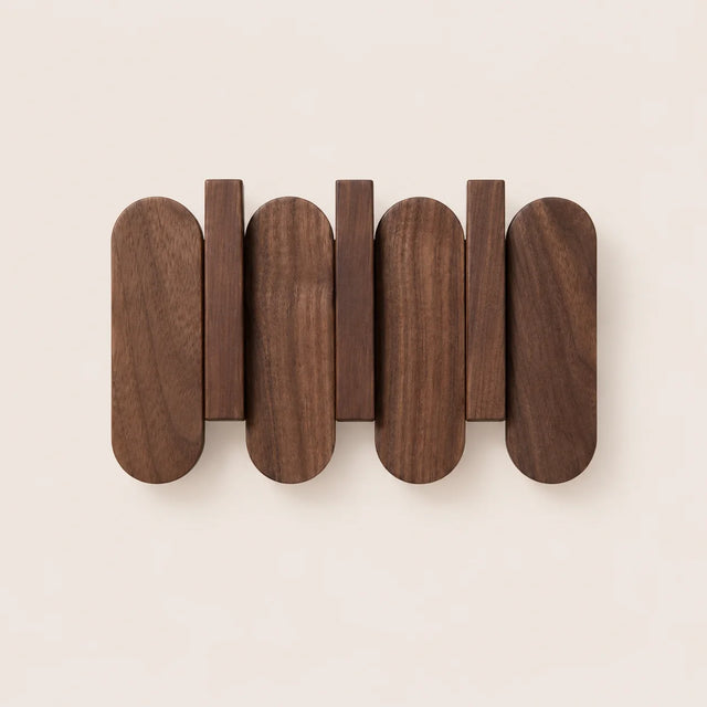 Porte-manteau mural noyer 3 crochets en bois naturel