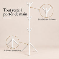 Porte-manteau sur pied blanc 9 crochets arbre - bénéfices et organisation