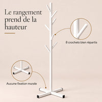 Porte-manteau sur pied blanc arbre 8 crochets - bénéfices et organisation