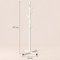 Porte-manteau sur pied blanc arbre 8 crochets - dimensions du produit