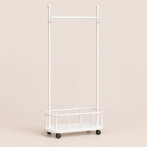 Porte-manteau sur pied métal blanc 60 cm - portant à roulettes