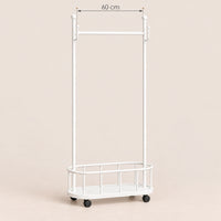 Porte-manteau sur pied métal blanc 60 cm - portant à roulettes - dimensions du produit