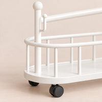 Porte-manteau sur pied métal blanc 60 cm - portant à roulettes - détail de la structure et des finitions