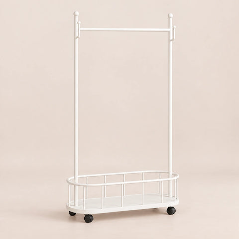 Porte-manteau sur pied métal blanc 80 cm - portant à roulettes