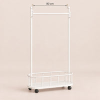 Porte-manteau sur pied métal blanc 80 cm - portant à roulettes - dimensions du produit