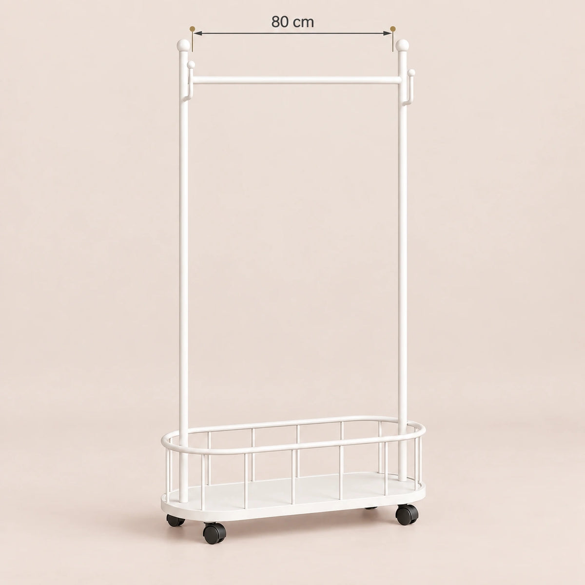 Porte-manteau sur pied métal blanc 80 cm - portant à roulettes - dimensions du produit