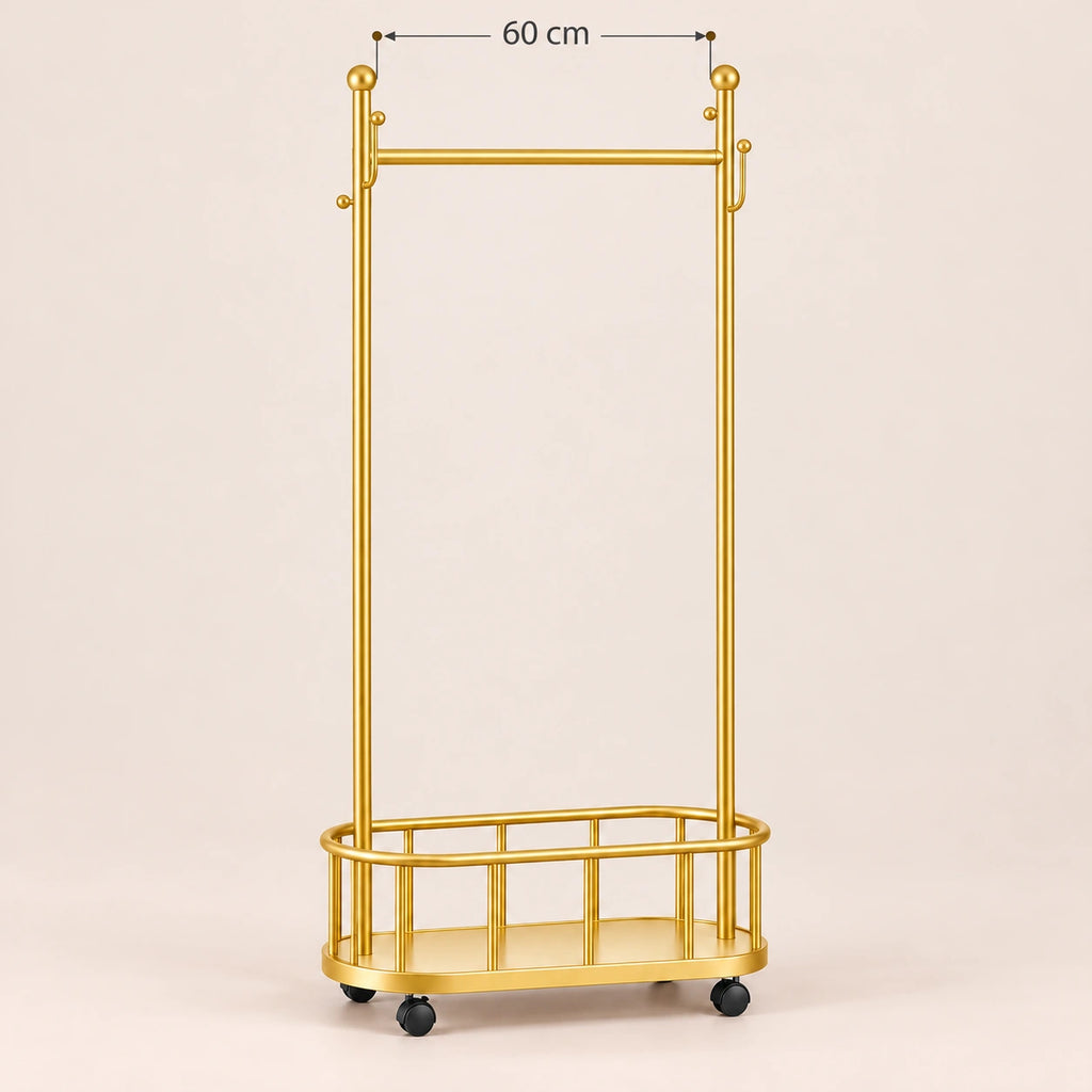 Porte-manteau sur pied métal doré 60 cm - portant à roulettes - dimensions du produit