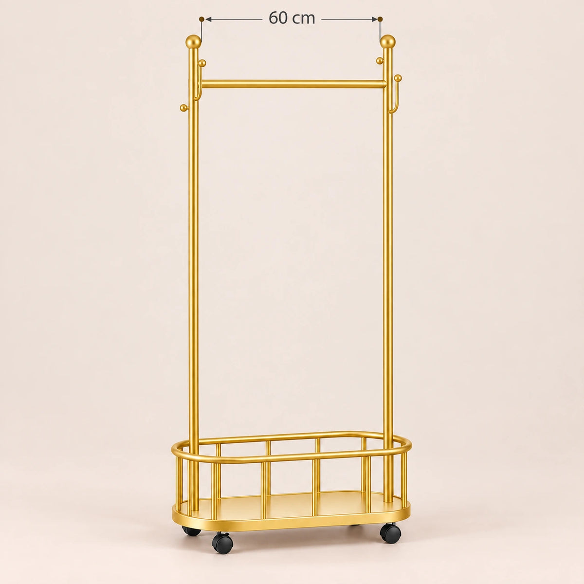 Porte-manteau sur pied métal doré 60 cm - portant à roulettes - dimensions du produit
