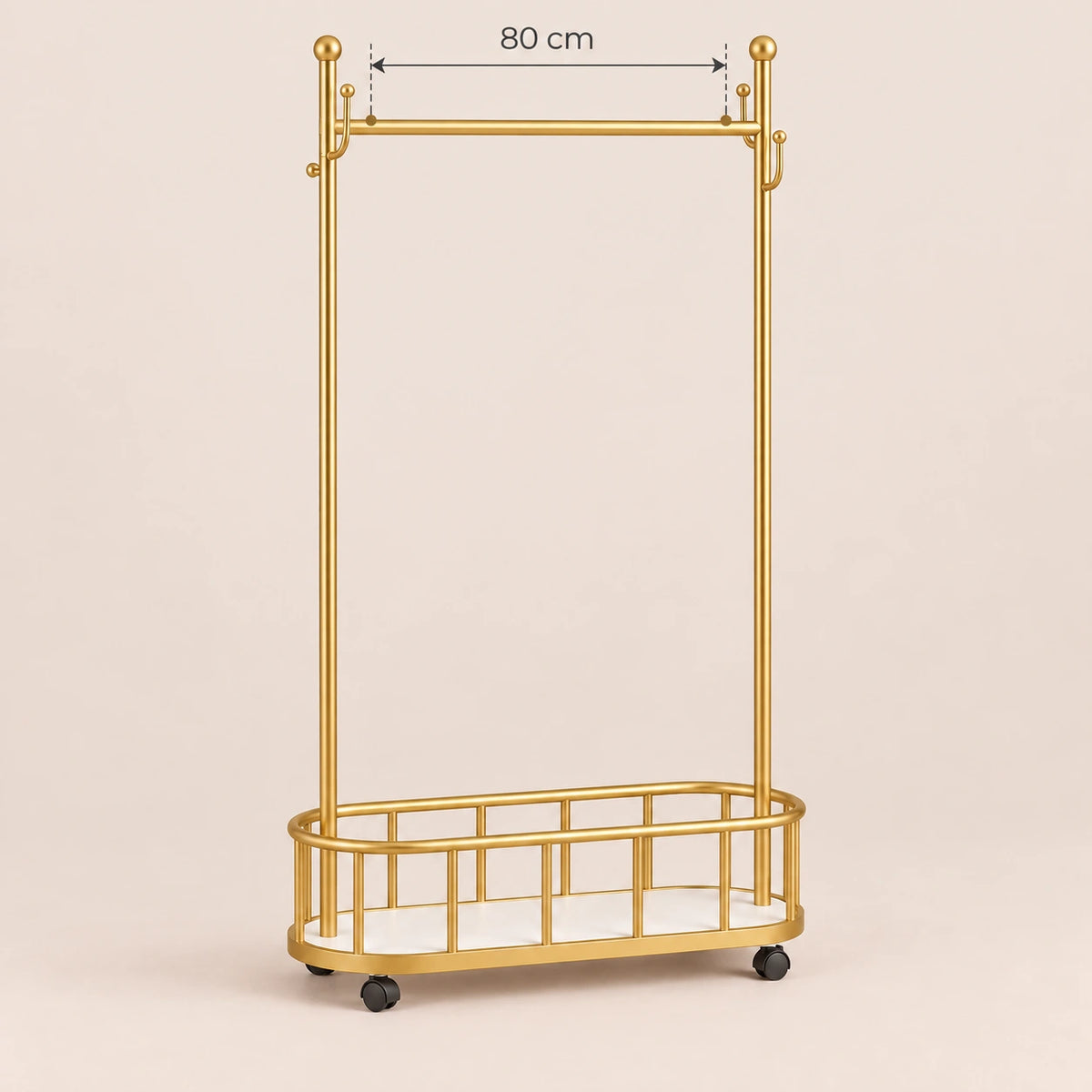 Porte-manteau sur pied métal doré 80 cm - portant à roulettes - dimensions du produit