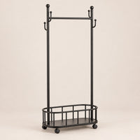 Porte-manteau sur pied métal noir 60 cm - portant à roulettes - vue principale sur fond beige