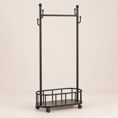 Porte-manteau sur pied métal noir 60 cm - portant à roulettes