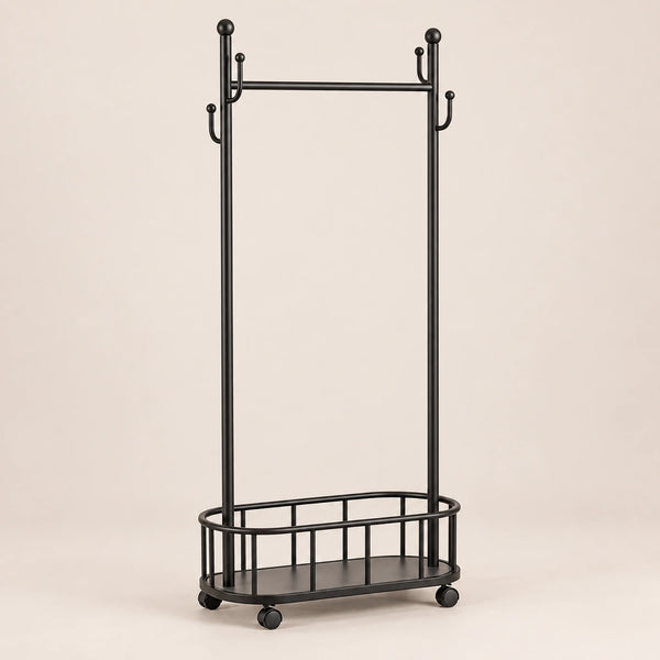 Porte-manteau sur pied métal noir 60 cm - portant à roulettes