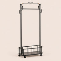 Porte-manteau sur pied métal noir 60 cm - portant à roulettes - dimensions du produit