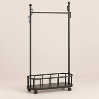 Porte-manteau sur pied métal noir 80 cm - portant à roulettes - vue principale sur fond beige