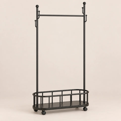 Porte-manteau sur pied métal noir 80 cm - portant à roulettes