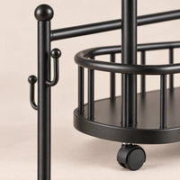 Porte-manteau sur pied métal noir 80 cm - portant à roulettes - détail de la structure et des finitions
