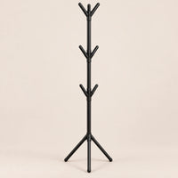 Porte-manteau sur pied noir 9 crochets arbre - vue principale sur fond beige
