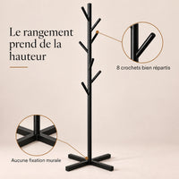 Porte-manteau sur pied noir arbre 8 crochets - bénéfices et organisation
