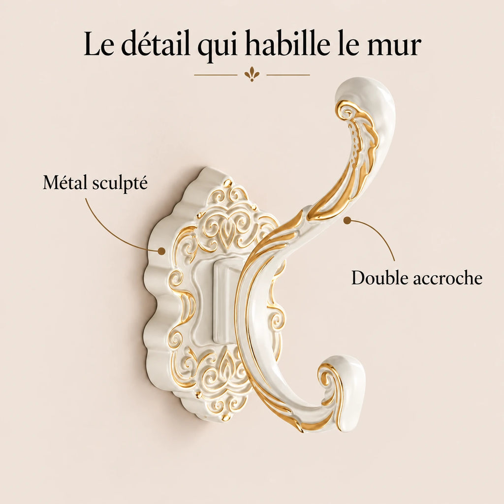 Crochet mural baroque blanc - bénéfices et double accroche