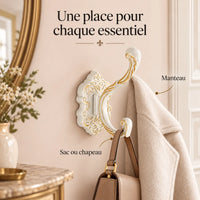 Crochet mural baroque blanc - utilisation pour manteau et accessoires