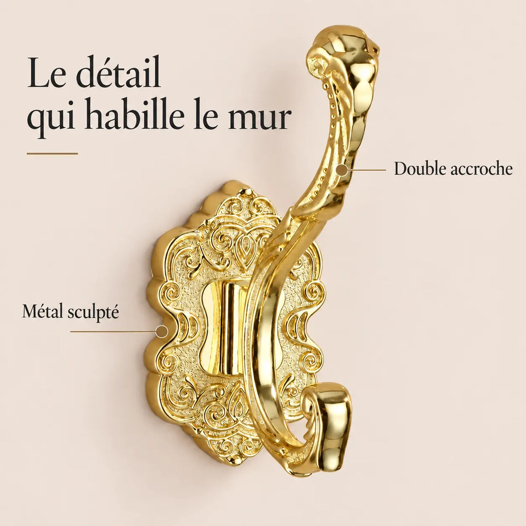 Crochet mural baroque doré - bénéfices et double accroche
