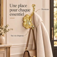 Crochet mural baroque doré - utilisation pour manteau et accessoires