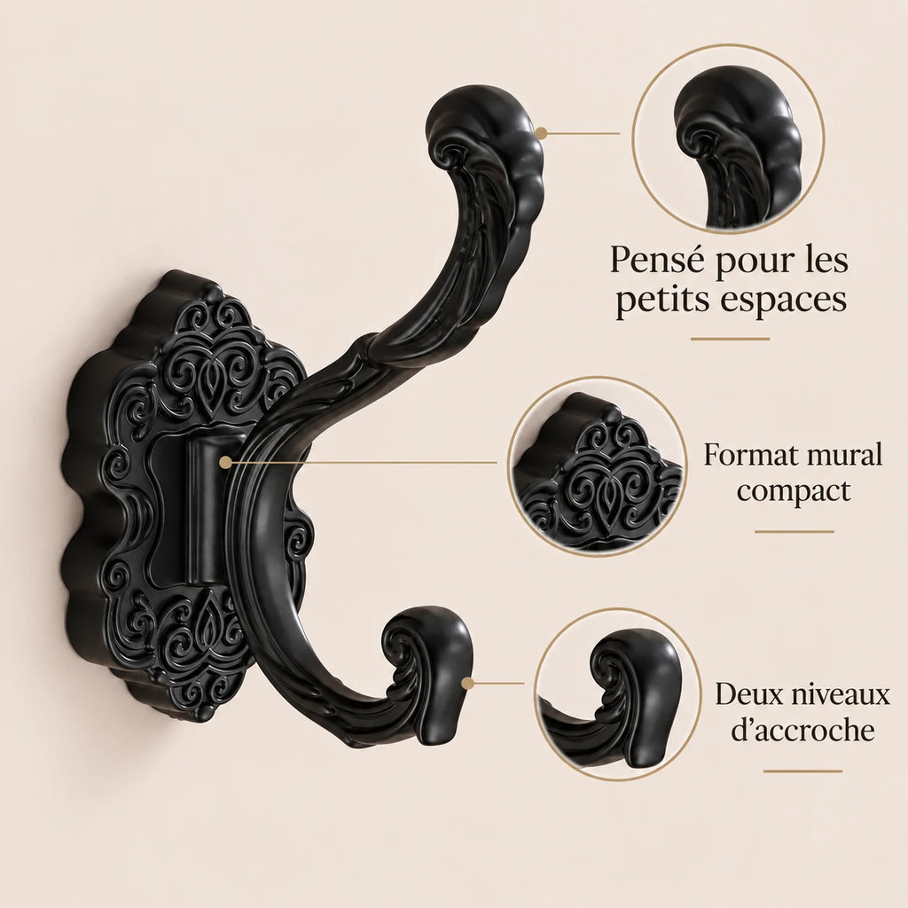 Crochet mural baroque noir - format mural compact